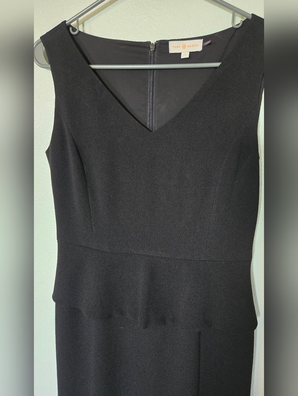 Tory Burch | Black V-Neck Peplum Cocktail Dress Size 4